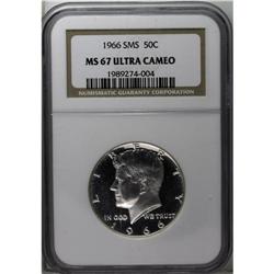 1966 50C SMS MS67 Ultra Cameo NGC. A high-contrast coi 
