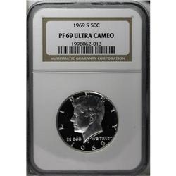 1969-S 50C PR69 Ultra Cameo NGC. Lightly frosted with 