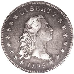 1795 S$1 Flowing Hair, Two Leaves XF40 NGC. B-9, BB-13 