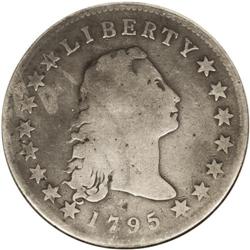 1795 S$1 Flowing Hair, Three Leaves, Silver Plug VG8 A 