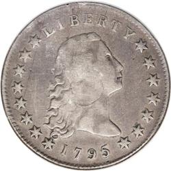 1795 S$1 Flowing Hair, Three Leaves, Silver Plug--Repa 
