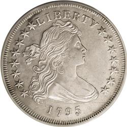 1795 S$1 Draped Bust, Off Center AU50 PCGS. B-14, BB-5 