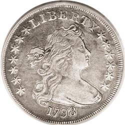 1798 S$1 Large Eagle VF35 PCGS. B-27, BB-113, R.2. Lig 