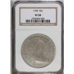 1799 S$1 VF20 NGC. B-21, BB-169, R.3. A rising die cra 