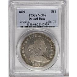 1800 S$1 Dotted Date VG8 PCGS. B-14, BB-194, R.2. Plea 