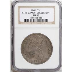 1841 S$1 AU50 NGC. Ex: S.M. Damon Collection. A modest 