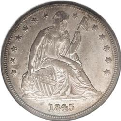 1845 S$1 AU58 NGC. Typically struck with substantial l 