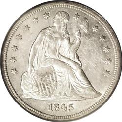 1845 S$1 MS61 PCGS. The 1845 is one of the rarest of a 