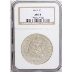 1849 S$1 AU58 NGC. Boldly defined with nice luster and 
