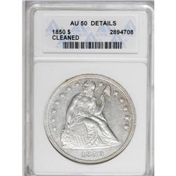 1850 S$1 --Cleaned--ANACS. AU50 Details. A mildly brigh 