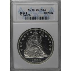 1850 S$1 --Cleaned--ANACS. AU58 Details. Sharply struck 