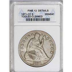 1871-CC S$1 --Tooled, Cleaned--ANACS. Fine 12 Details. 