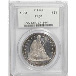 1861 S$1 PR61 PCGS. A lightly hairlined example that h 
