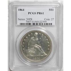 1864 S$1 PR61 PCGS. Moderately reflective beneath silv 