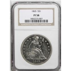 1865 S$1 PR58 NGC. A moderately hairlined gray-gold pi 
