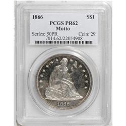 1866 S$1 Motto PR62 PCGS. Razor-sharp definition is ap 