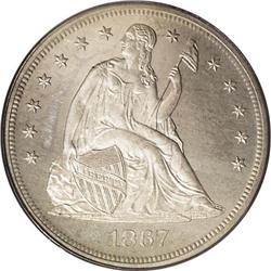 1867 S$1 PR64 PCGS. A lovely champagne toned proof tha 