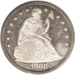 1868 S$1 PR64 Cameo PCGS. Each side has a stripe of de 