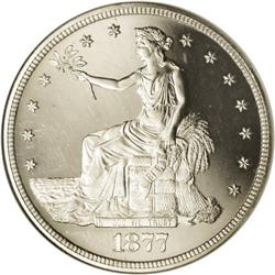 1877 T$1 PR64 Ultra Cameo NGC. Breen-5808. Minor repun 