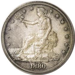 1880 T$1 PR65 PCGS. Deep pinkish-gray obverse toning p 