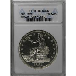 1881 T$1 --Corroded--ANACS. PR60 Details. Fully struck 