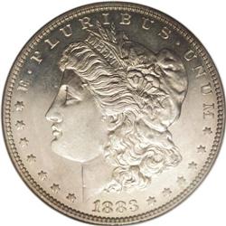 1883 S$1 PR63 Cameo NGC. Fully struck with complete de 