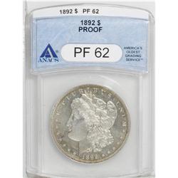 1892 S$1 PR62 ANACS. Significant cameo contrast is not 