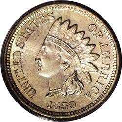 1859 P1C Indian Cent, Judd-228, Pollock-272, R.1, MS65 