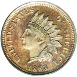 1863 1C One Cent, Judd-299, Pollock-359, R.3, PR65 Red 