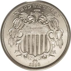 1866 5C Shield Five Cents, Judd-504, Pollock-589, Low 