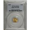 Image 1 : 1849 G$1 Open Wreath MS63 PCGS. Small Head, With L. Th 