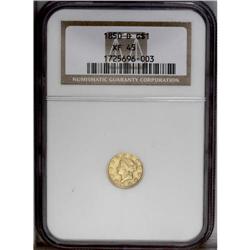 1850-D G$1 XF45 NGC. Variety 2-C. Luster glimmers from 