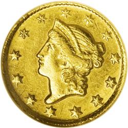 1850-D G$1 AU58 NGC. Variety 2-C. This clean apricot-g 