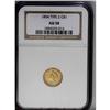 Image 1 : 1854 G$1 Type Two AU58 NGC. A reflective yellow-gold p 
