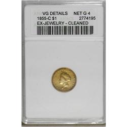 1855-C G$1 --Ex-Jewelry, Cleaned--ANACS. VG Details, Ne 