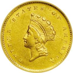 1856-S G$1 Type Two AU58 NGC. Double S. Breen-6045. Th 