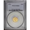 Image 1 : 1874 G$1 MS64 PCGS. Choice and nicely struck with attr 