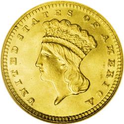 1889 G$1 MS67 NGC. This magnificent gold type coin has 