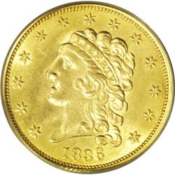 1836 $2 1/2 Block 8 MS62 PCGS. McCloskey-C, Head of 18 