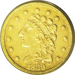 1839-C $2 1/2 XF45 PCGS. McCloskey-B, Breen-6149, R.4. 