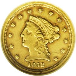 1842-C $2 1/2 AU55 NGC. Variety 3-B. Just 6,729 pieces 