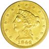 Image 1 : 1846 $2 1/2 AU58 PCGS. Breen-6181. Breen''s "overdate" 