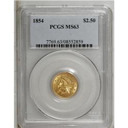 1854 $2 1/2 MS63 PCGS. Select and nicely struck, this 