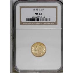1856 $2 1/2 MS62 NGC. This lovely piece gives the init 