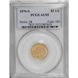1876-S $2 1/2 AU55 PCGS. Nicely struck for this issue 