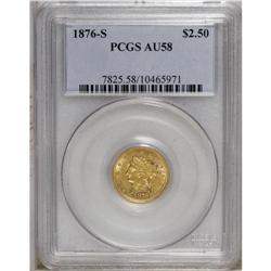 1876-S $2 1/2 AU58 PCGS. Just 5,000 pieces were coined 