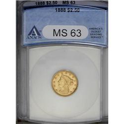 1888 $2 1/2 MS63 ANACS. Select and well struck with pl 