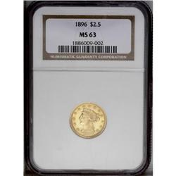 1896 $2 1/2 MS63 NGC. Select and sharply struck with s 