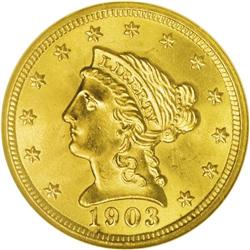 1903 $2 1/2 MS66 NGC. A phenomenal-quality type coin o 