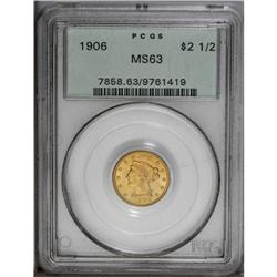 1906 $2 1/2 MS63 PCGS. This intricately struck apricot 